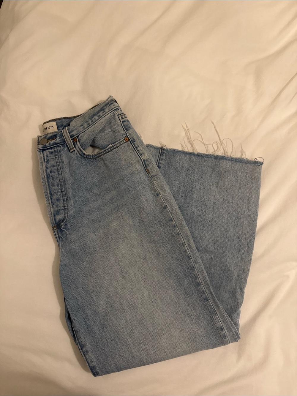 Denim Forum Light Blue Straight Leg Jeans